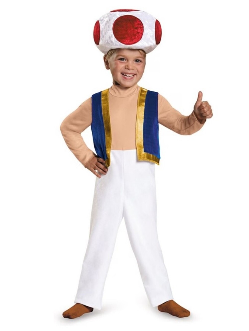 Disguise Kids Toad Mushroom Costume - White, Blue & Gold